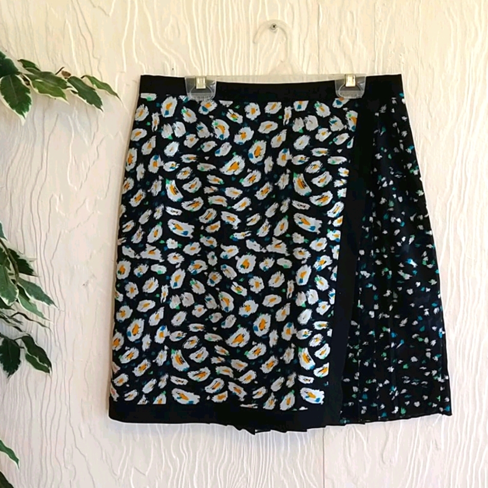 J. Crew faux wrap printed pleated skirt